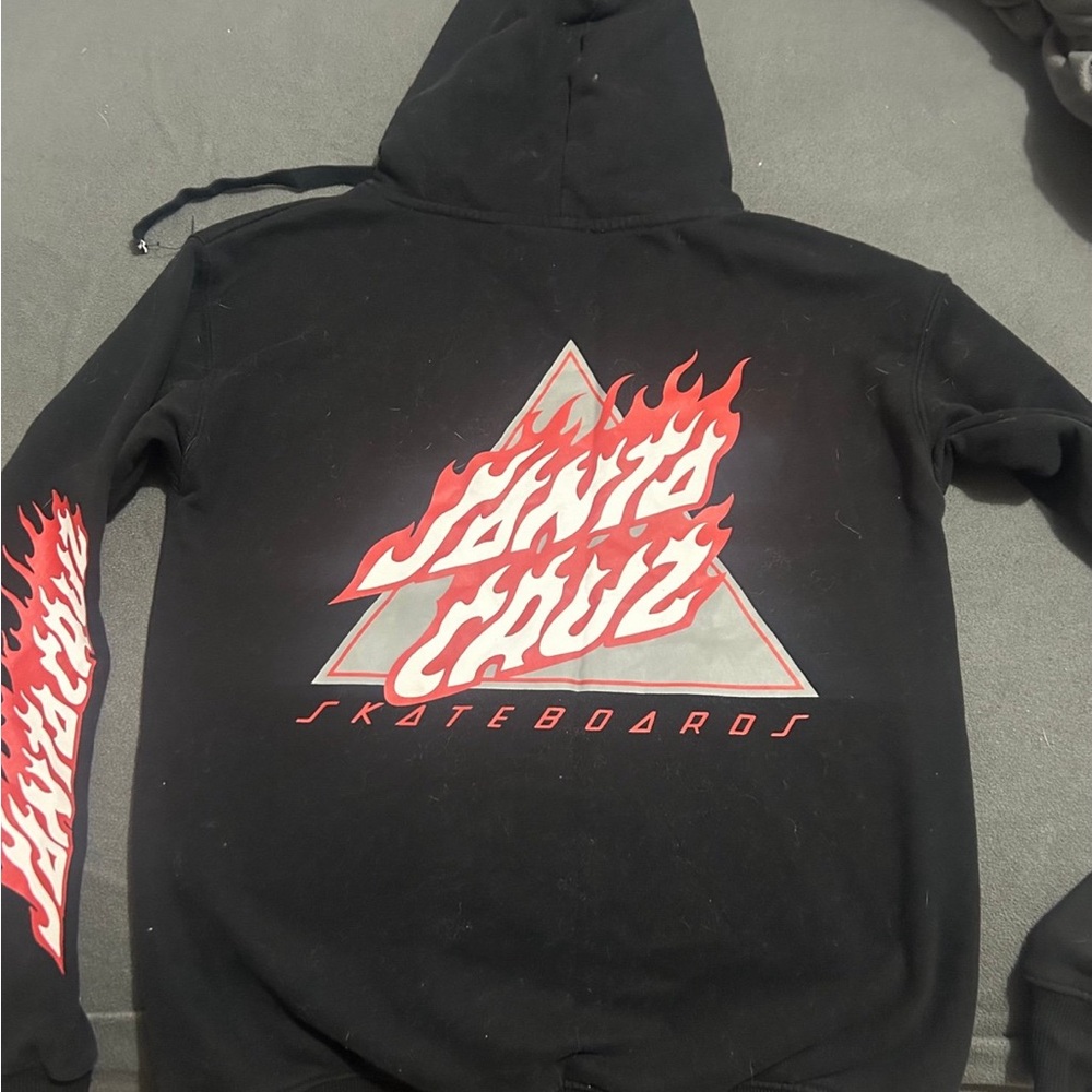 Santa Cruz Black Hoodie with Red Graphics